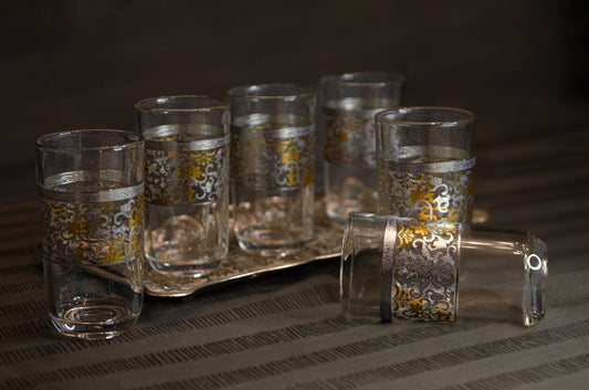 Verres à eau & jus — Motifs dorés & argentés (Lot de 6)