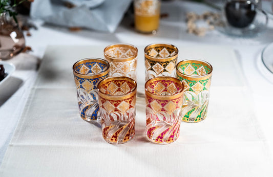 Verres à thé marocains à base dorée – Lot de 6