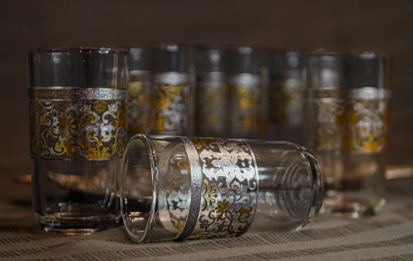 Verres à eau & jus — Motifs dorés & argentés (Lot de 6)