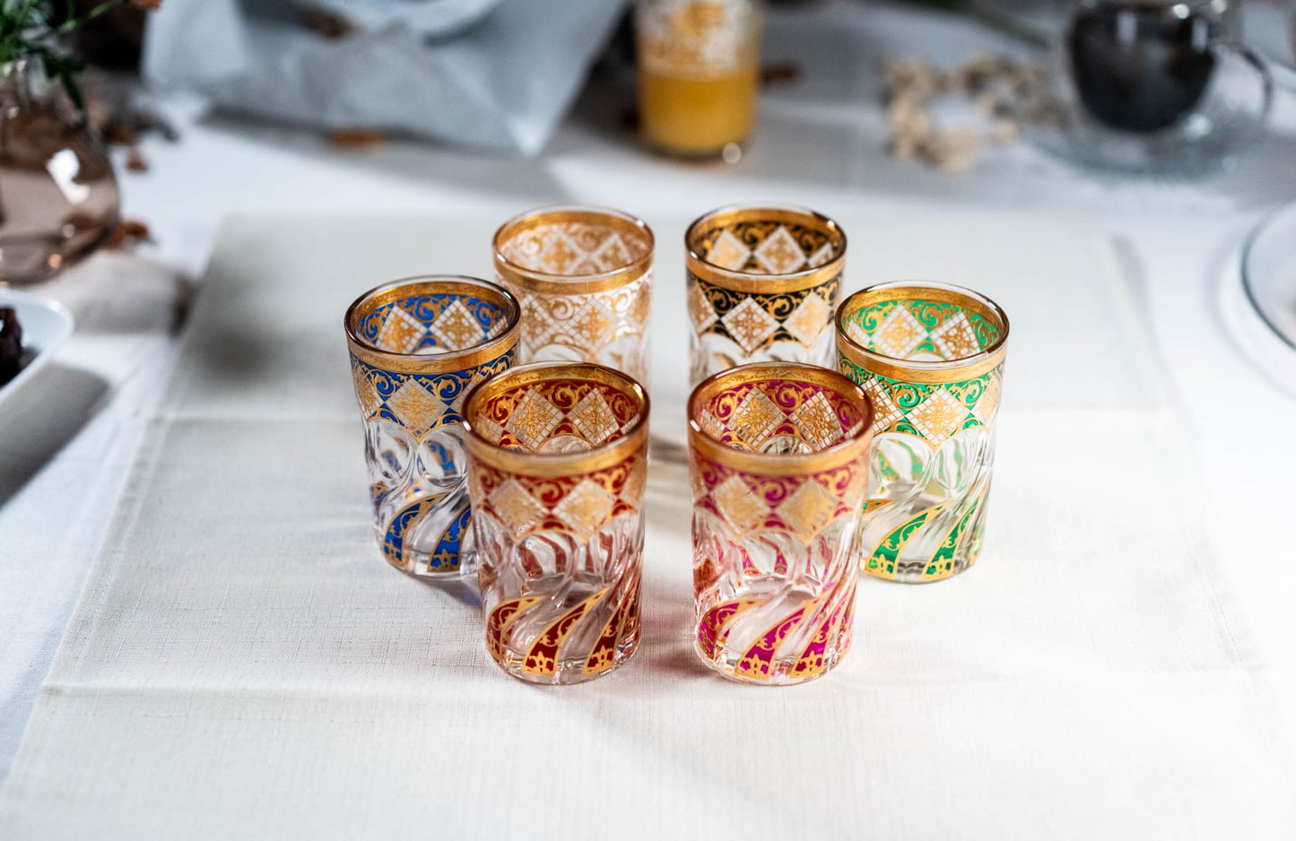 Verres à thé marocains à base dorée – Lot de 6